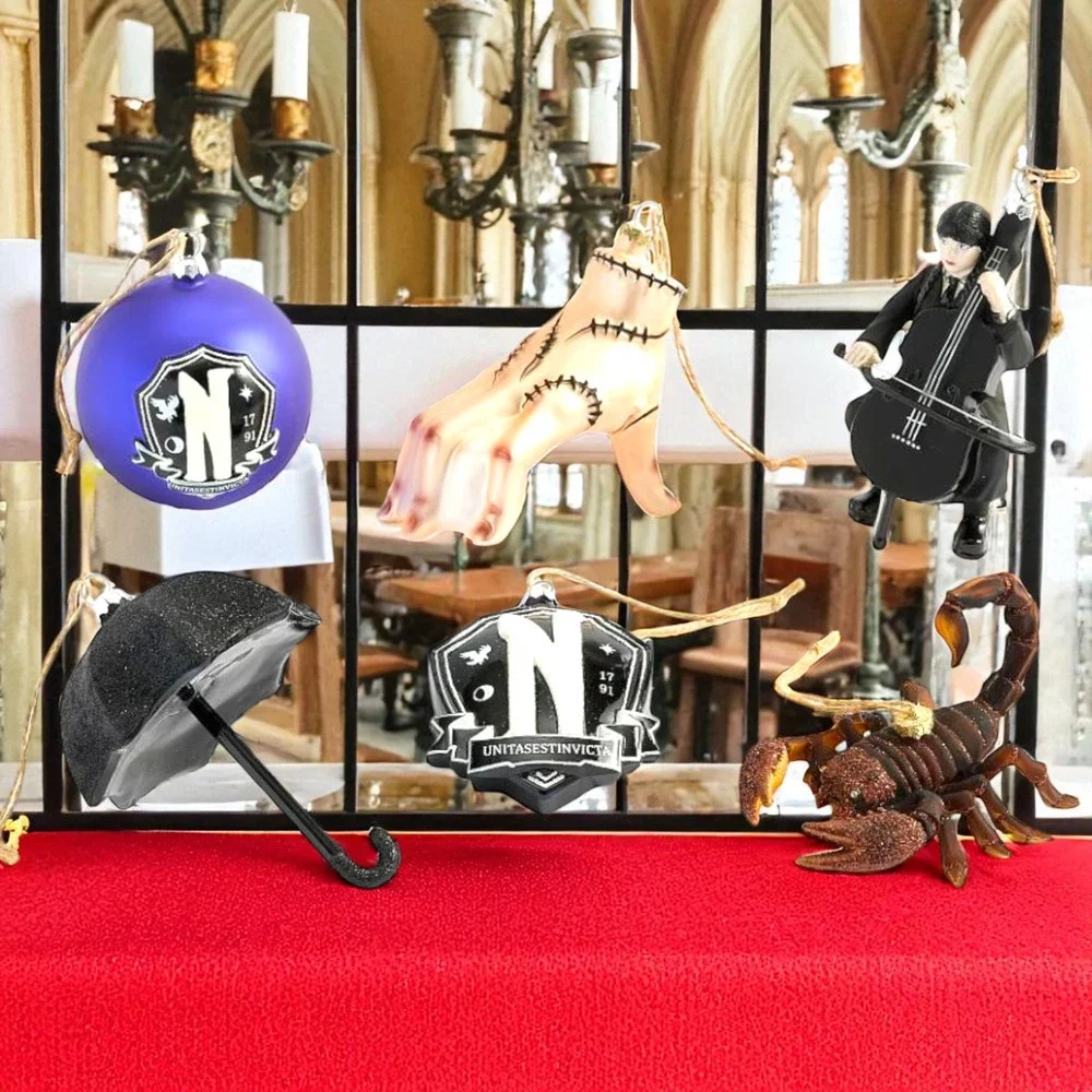 NEW Pottery Barn x Wednesday Addams Lot of 6 Ornaments Christmas Halloween Decor